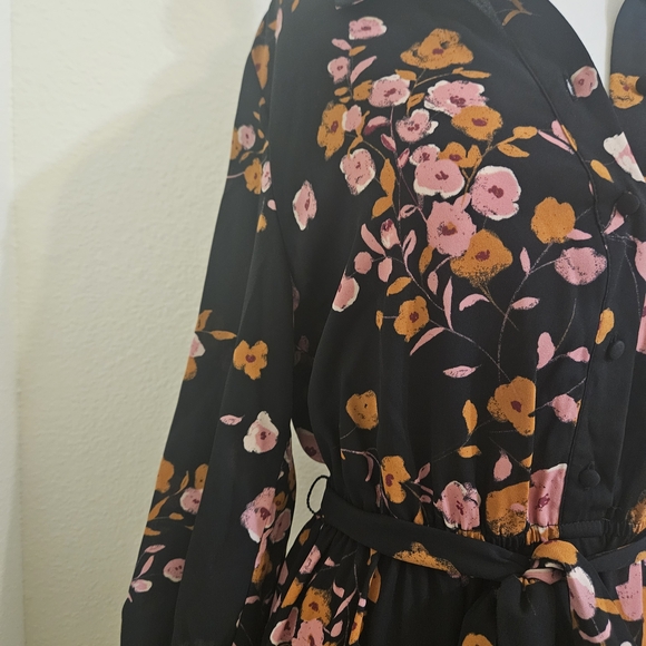 Nanette Lepore Black Dress with Pink and Orange Floral - Picture 2 of 11